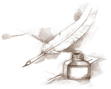 image of a feather pen and ink well