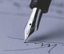 image of an ink pen writing