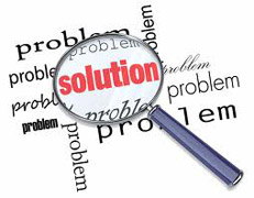 image of a magnifying glass showing the word solution
